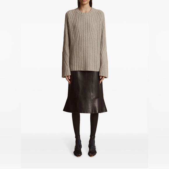 100% Cashmere Super premium quality Ribbed Beige Sweater - Picture 1 of 6